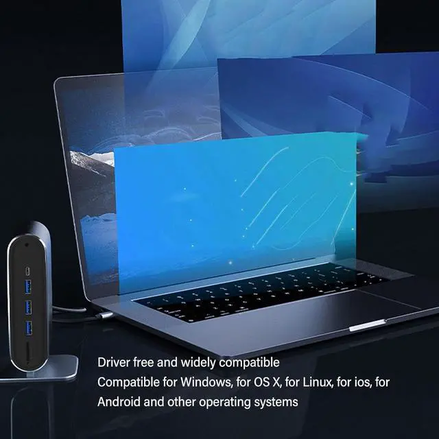 Alt view image 4 of 7 - 12 in 1 USB C Docking Station, Aluminum Alloy, 4K HD, 15W 87W PD3.0 Fast Charging, Gigabit Ethernet, Memory Card Slot, for MacBookPro, Laptops