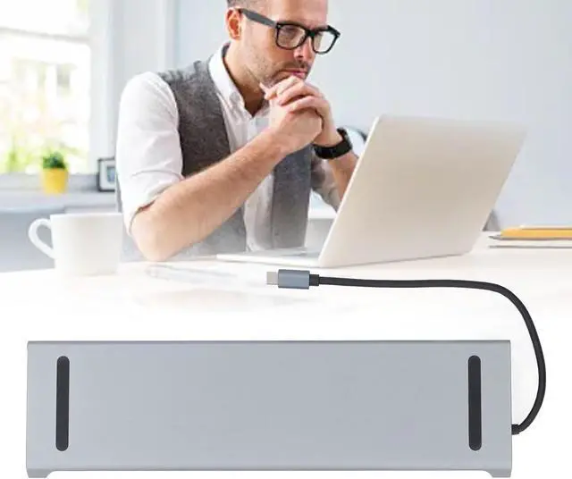 Alt view image 5 of 7 - Type C Docking Station, 12 in 1 USB C Hub Multiport Adapter Dongle with 100W Fast Charging, Laptop Docking Station for Office