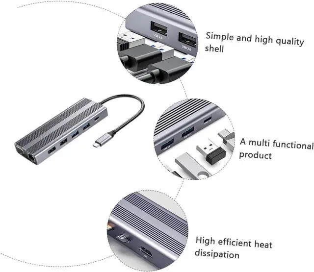 Alt view image 7 of 7 - Housoutil Multi-Function Type 12-in-1 USB Splitter USB Hub Data Dock for Daily Use