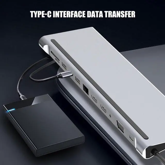 Alt view image 3 of 7 - 2 X 4K Hd Aluminum Alloy Backward Compatibility USB Docking Station, Docking, for TypeC Notebooks