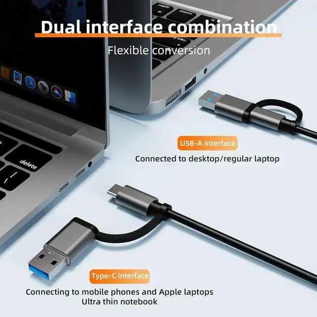 Alt view image 6 of 7 - USB-C 4-in-2 Hub, Featuring USB 3.0 and 3 USB 2.0 Ports, Adapter Compatible with USB-C Laptops and Serves as a Dongle for USB Connectivity on MacBook Pro/Air,iPad Pro,iMac,iPhone 15 Pro,Xbox,PS5,XPS