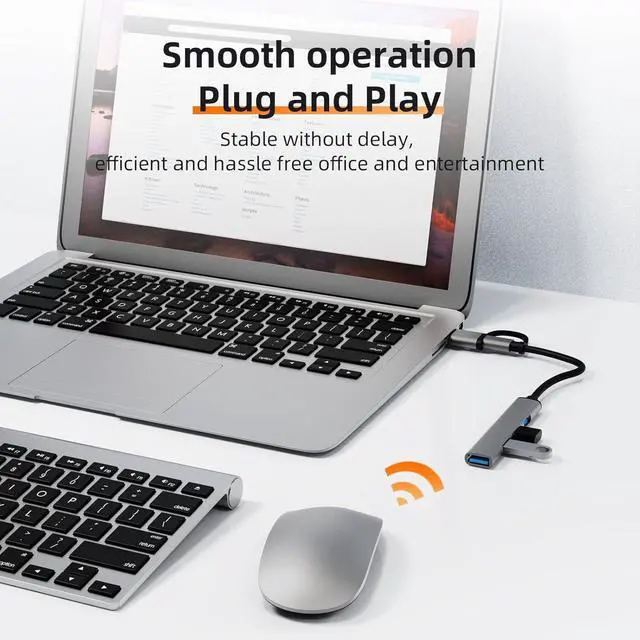 Alt view image 7 of 7 - USB-C 4-in-2 Hub, Featuring USB 3.0 and 3 USB 2.0 Ports, Adapter Compatible with USB-C Laptops and Serves as a Dongle for USB Connectivity on MacBook Pro/Air,iPad Pro,iMac,iPhone 15 Pro,Xbox,PS5,XPS