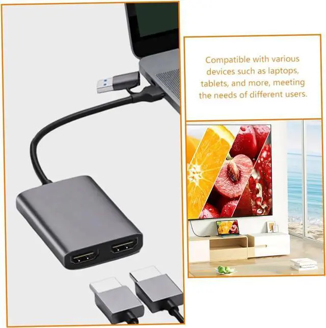 Alt view image 7 of 7 - Hoement Type-c to Converter USB Hub Adapter for Laptop Dual Port Expander Support for Monitor Extender