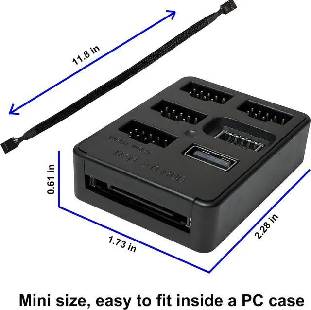 Alt view image 5 of 7 - Multi Port Internal USB Hub Motherboard USB 2.0 Header Splitter, USB 2.0 to USB 3.2 Gen 1 Header Adapter, Front Panel Connector, USB 9Pin to Type-E (Key-A/USB C)