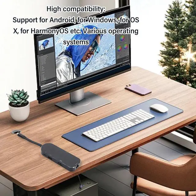 Alt view image 4 of 7 - 7 in 1 Docking Station, 4K HD Display Interface RJ45 USB3.0 PD Storage Card Slot Micro Card Slot Hub with Fast Charging, for OS X HarmonyOS (Black)