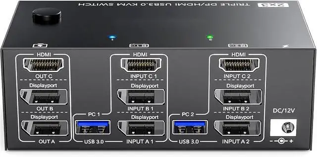 Main image of Xuanxi Advanced Triple Screen Switcher With 2 DisplayPort And HDTV 4 USB3.0 Port Seamlessly 8K And 4K Display Sharing