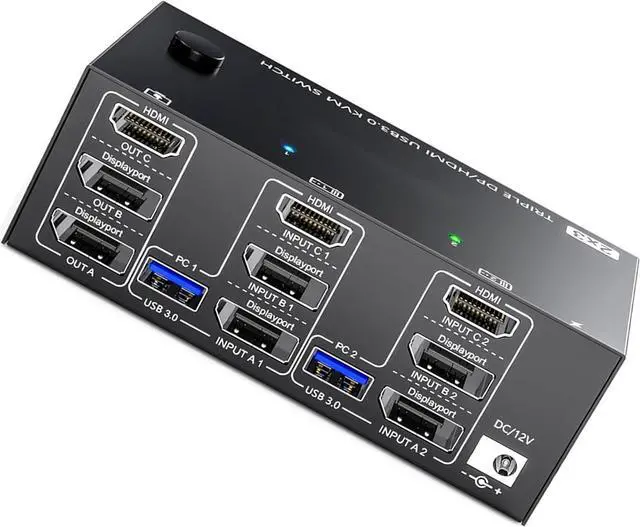 Alt view image 6 of 7 - Xuanxi Advanced Triple Screen Switcher With 2 DisplayPort And HDTV 4 USB3.0 Port Seamlessly 8K And 4K Display Sharing