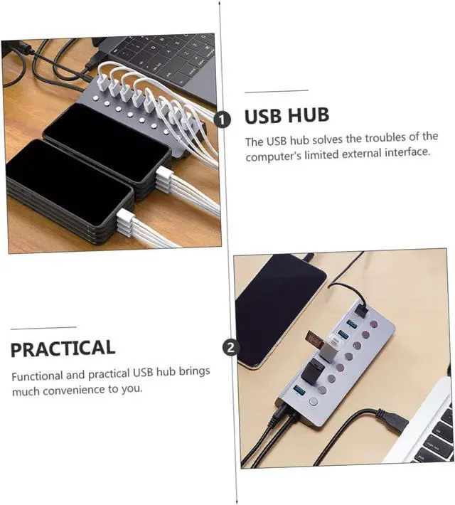 Alt view image 5 of 7 - HOMOCONO 1pc Port USB Hub Charging Port USB Splitter for Data Transmission and Charging for and Mobile