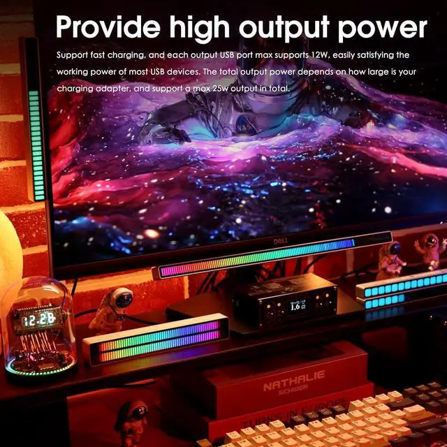 Alt view image 5 of 7 - Douk Audio U6 Retro 6-Port USB Docking Station with Voltmeter  25W USB Charger HUB Power Splitter for Phones, Tablets, and Gadgets