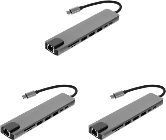 Main image of jojofuny 3pcs Type-c USB Hub Practical Converter for Home Office Compact Design Support Pd Charging Ethernet