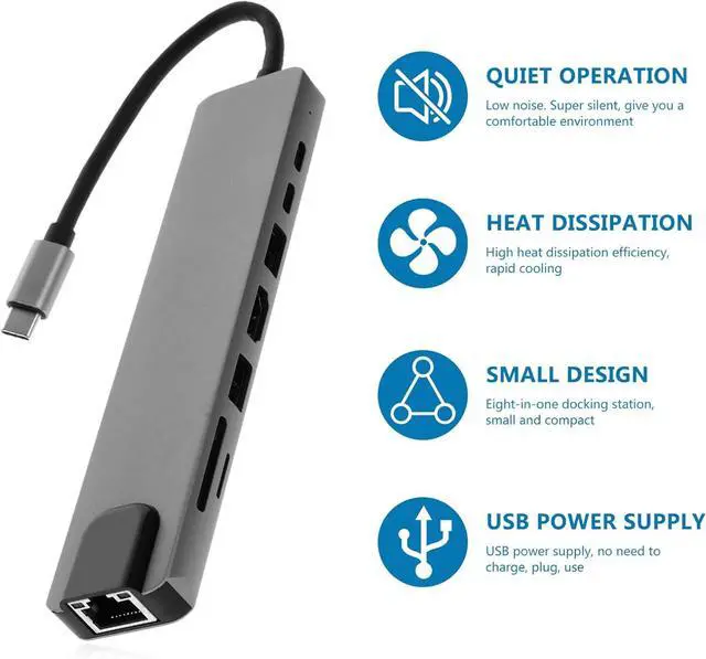 Alt view image 2 of 7 - jojofuny 3pcs Type-c USB Hub Practical Converter for Home Office Compact Design Support Pd Charging Ethernet