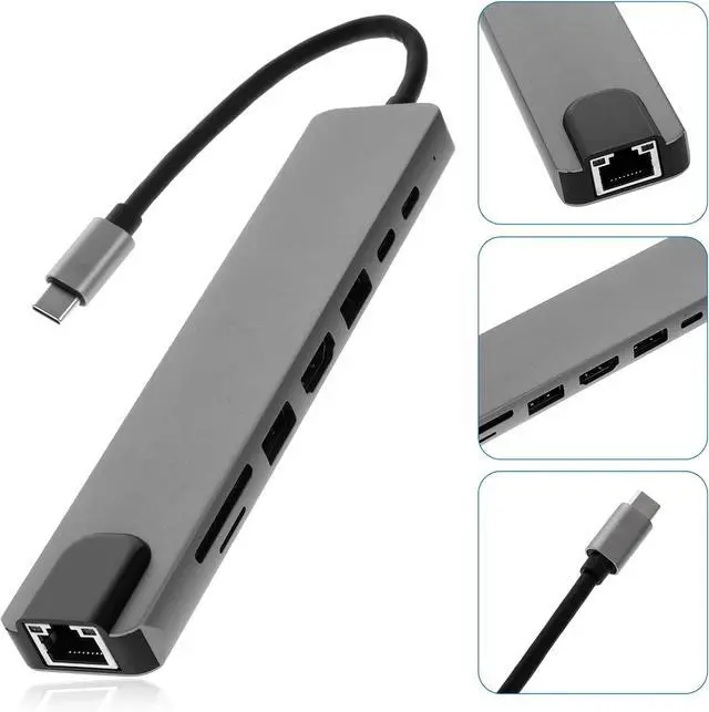 Alt view image 6 of 7 - jojofuny 3pcs Type-c USB Hub Practical Converter for Home Office Compact Design Support Pd Charging Ethernet