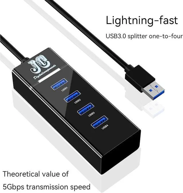 Alt view image 3 of 7 - USB 2.0 3.0 Hub for Laptops with 11.811" Long Cable, Multiport Extender, Fast Data Transfer USB Splitter, Compatible with Windows PC, Mac, Printer, Portable Hard Disk, Mouse, USB Flash Drive