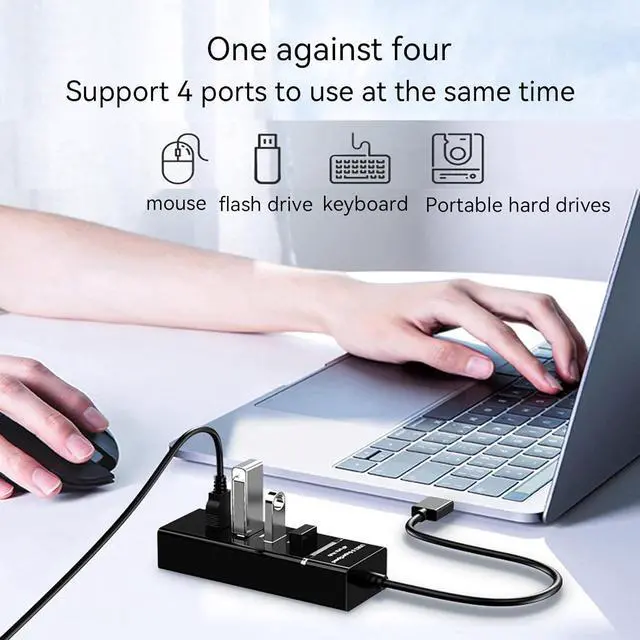 Alt view image 5 of 7 - USB 2.0 3.0 Hub for Laptops with 11.811" Long Cable, Multiport Extender, Fast Data Transfer USB Splitter, Compatible with Windows PC, Mac, Printer, Portable Hard Disk, Mouse, USB Flash Drive