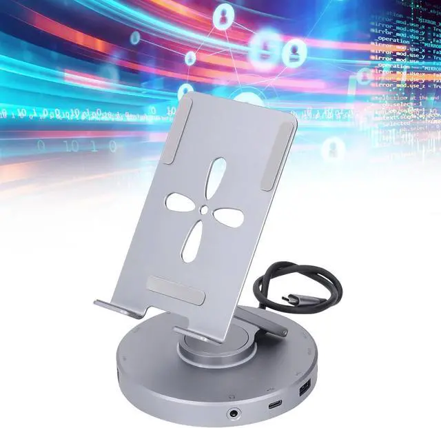 Alt view image 2 of 7 - 10 in 1 USB C Hub with 4K at 60Hz HD Port, Gigabit Ethernet RJ45, 3.5mm Sound, USB2.0, 2xUSB3.0, USB C 3.0 Docking Station, Foldable Design for Tablets