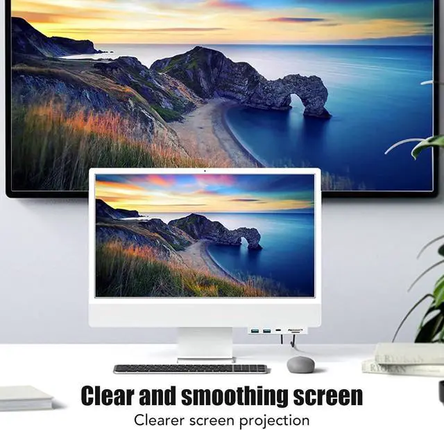 Alt view image 5 of 7 - OS X AIO PC USB C Hub 6 in 1 Aluminum Clamp Hub, High Speed 10Gbps Transmission, Memory Card Slot, Easy Installation, Plug and Play, for 24in Computer