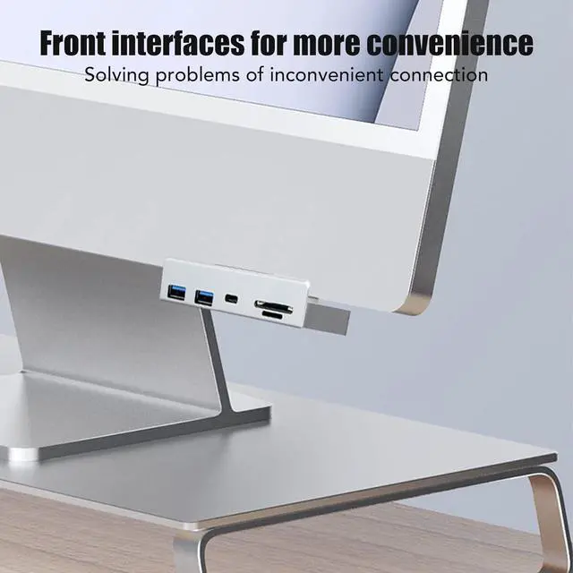 Alt view image 6 of 7 - OS X AIO PC USB C Hub 6 in 1 Aluminum Clamp Hub, High Speed 10Gbps Transmission, Memory Card Slot, Easy Installation, Plug and Play, for 24in Computer