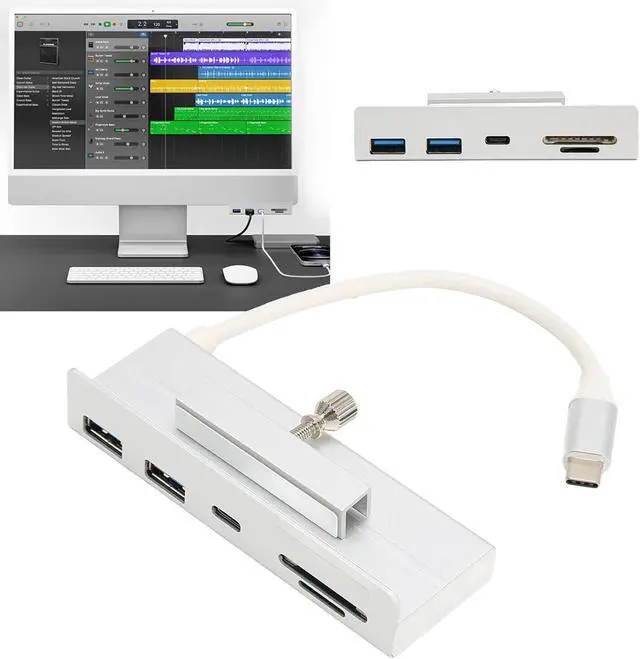 Alt view image 4 of 7 - 6 in 1 USB3.1 Gen2 10Gbps USB C Hub with Memory Card Slot for OS X for AIO PC