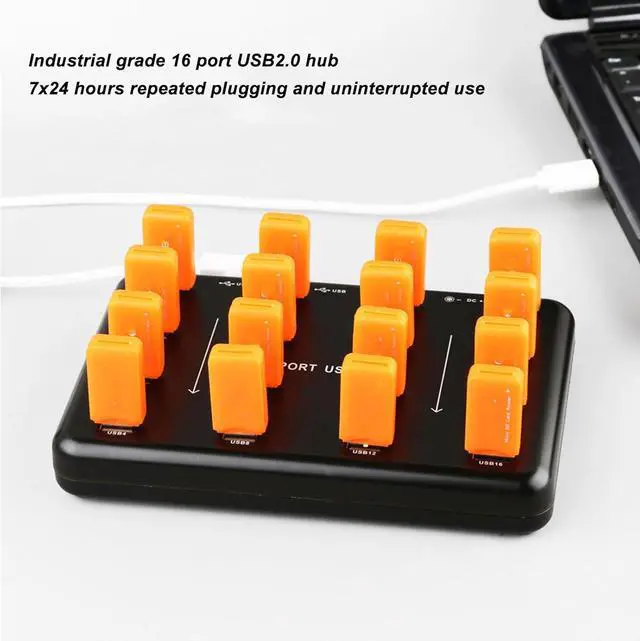 Alt view image 2 of 7 - USB 2.0 Hub, 16 Port Memory Card Duplicator Plug and Play, Double Circuit Guard, Copier Powered USB Splitter for Memory Card Hard Disk (US Plug)