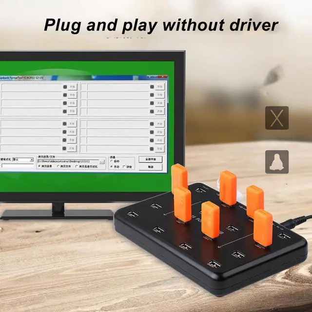 Alt view image 6 of 7 - USB 2.0 Hub, 16 Port Memory Card Duplicator Plug and Play, Double Circuit Guard, Copier Powered USB Splitter for Memory Card Hard Disk (US Plug)