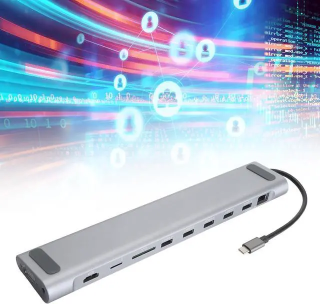 Alt view image 5 of 7 - Type C Hub, 12 in 1 Multiport Adapter with 4K HD Multimedia Interface and VGA Video Output PD Hub Docking Station USB Splitter Adapter