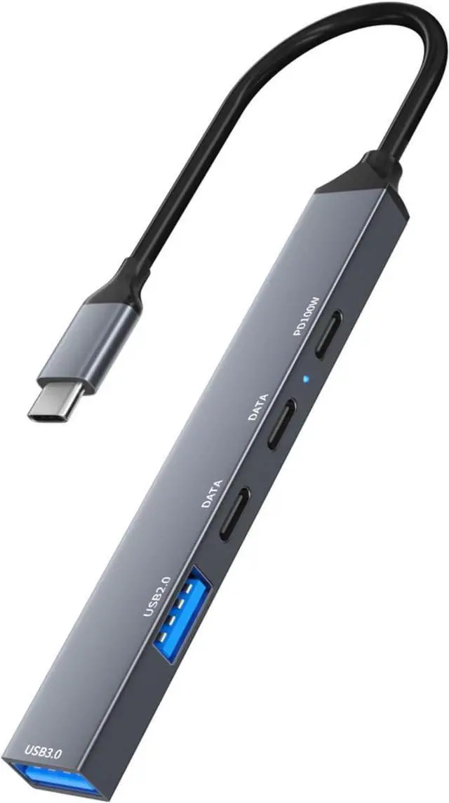 Main image of Mllepjdh 5 Ports USB C Hub for Laptop 5 in 1 USB Adapter Speed Data Transfer 5Gbps PD100W Aluminum Alloy USB C Hubs 5 in 1 Adapter TypeC Adapter 5Gbps Data Transfer PD 100W Charging for Laptop