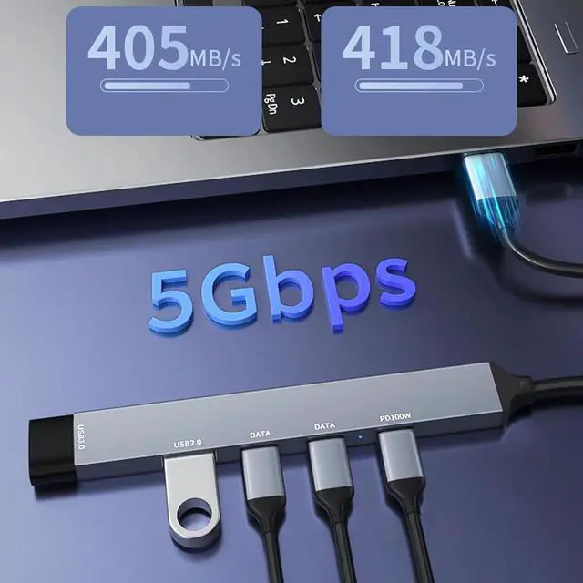 Alt view image 6 of 7 - Mllepjdh 5 Ports USB C Hub for Laptop 5 in 1 USB Adapter Speed Data Transfer 5Gbps PD100W Aluminum Alloy USB C Hubs 5 in 1 Adapter TypeC Adapter 5Gbps Data Transfer PD 100W Charging for Laptop