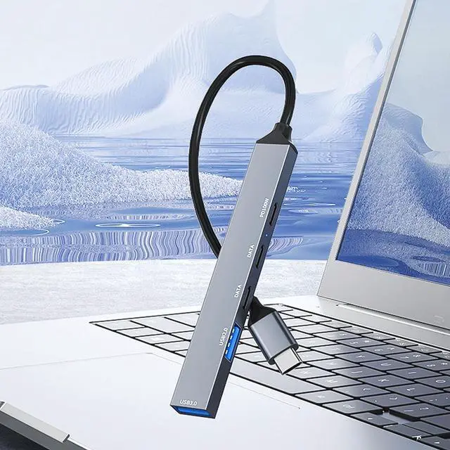 Alt view image 4 of 7 - Mllepjdh 5 Ports USB C Hub for Laptop 5 in 1 USB Adapter Speed Data Transfer 5Gbps PD100W Aluminum Alloy USB C Hubs 5 in 1 Adapter TypeC Adapter 5Gbps Data Transfer PD 100W Charging for Laptop