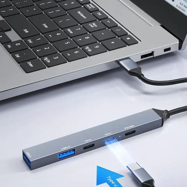 Alt view image 7 of 7 - Mllepjdh 5 Ports USB C Hub for Laptop 5 in 1 USB Adapter Speed Data Transfer 5Gbps PD100W Aluminum Alloy USB C Hubs 5 in 1 Adapter TypeC Adapter 5Gbps Data Transfer PD 100W Charging for Laptop