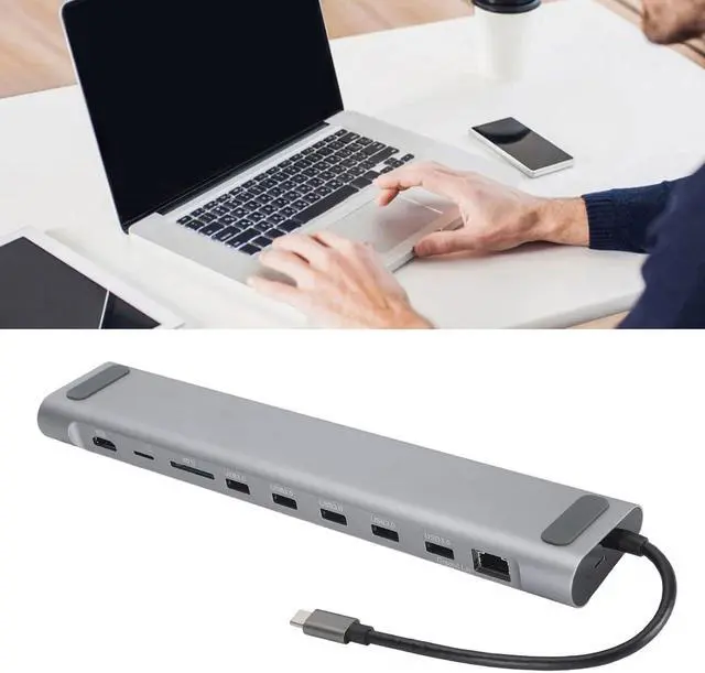 Alt view image 2 of 7 - Type C Docking Station, 3.5mm Audio Interface Type C Hub for Speakers