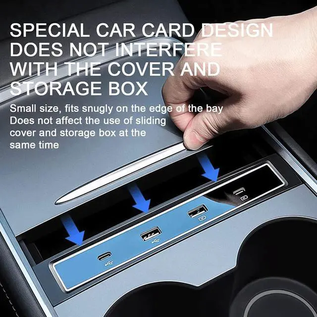 Alt view image 2 of 6 - Car Port Charger,for Tesla Model 3 Model Y 2021 Docking Station Multi-Port Smart Docking Station with LED Light USB Hub 4-Port USB Dynamic Power Cable Charger Powered Splitter Extension Accessories