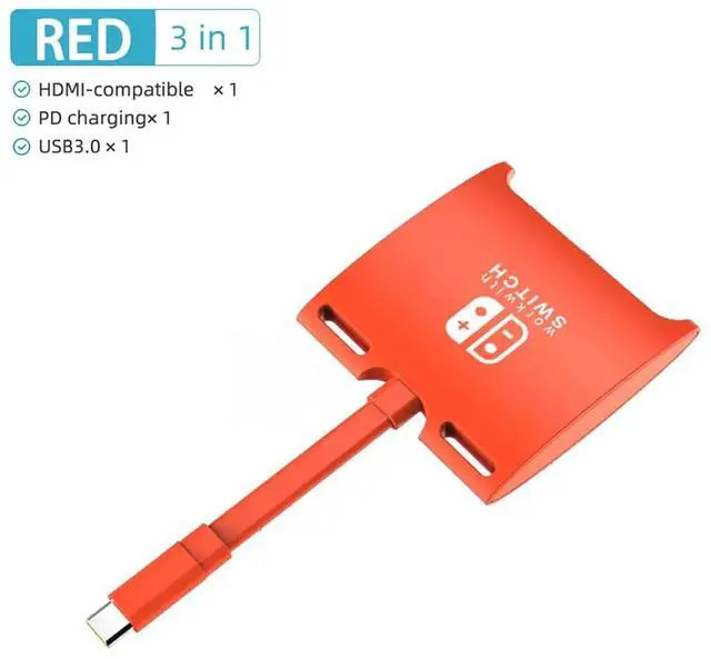 Alt view image 4 of 4 - Switch HUB Portable Docking Station USB C to 1080P HDMI-Compatible USB 3.0 Hub (Color : 3IN1 Blue A)