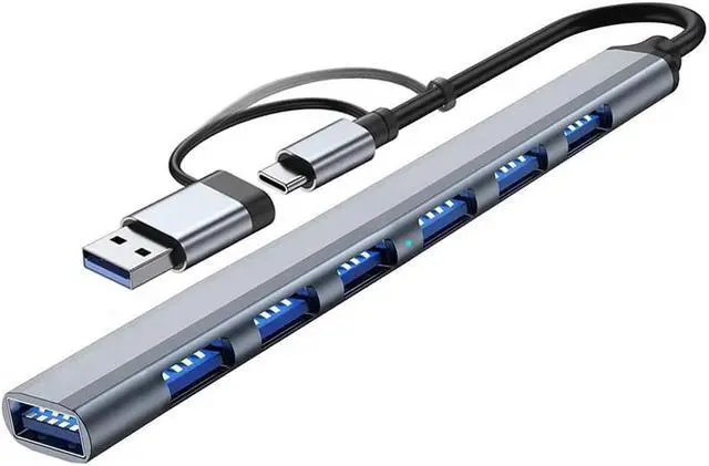 Main image of USB Hub 3.0 with 7 Ports, USB C to USB 3.0 Hub for MacBook Pro, iMac, iPad Pro, Data USB Hub Splitter for Laptop, PS4, PS5, Surface Pro, Flash Drive