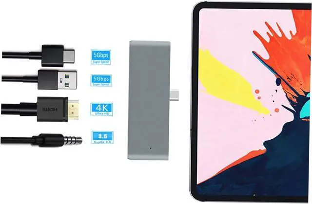 Alt view image 7 of 7 - Artibetter 3pcs Type c USB Hub Pd 3.0 Charging 4k Hub USB 3.0 3.5mm Headphone Jack Universal Laptop Adapter Wc7366