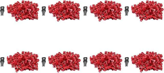 Main image of Yarzkrg 800Pcs Red RJ45 Port Ethernet LAN Hub Anti Dust Cover Plug Cap Blockout Protector with Proprietary Lock and Key