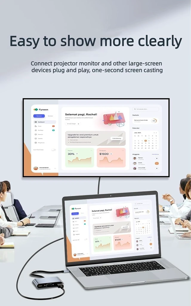Alt view image 4 of 7 - USB C HUB, 10-in-1 Adapter Docking Station with 4K HDMI,VGA,87W PD,5Gbps USB3.0/2.0,RJ45 Ethernet,SD/TF Card Reader,3.5mm Audio,Compatible with MacBook Pro/Air, Other Type C Latops Devices.