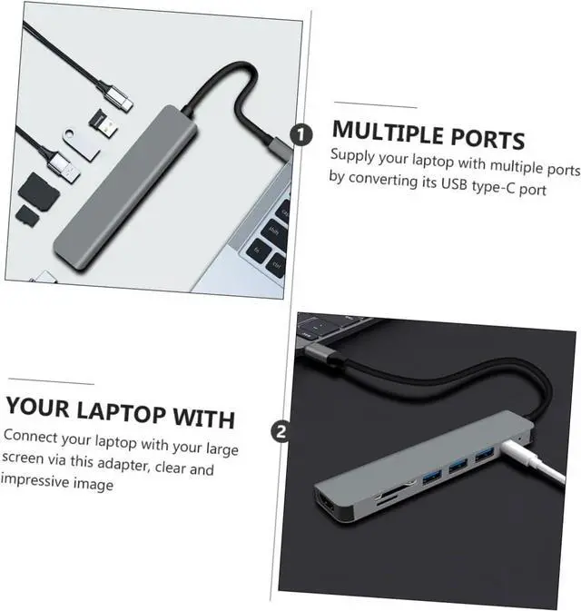 Alt view image 5 of 7 - Mikikit 3pcs USB Hub Type Adapter Data Transfer Portable USB Splitter for Laptop Tablet and Phone