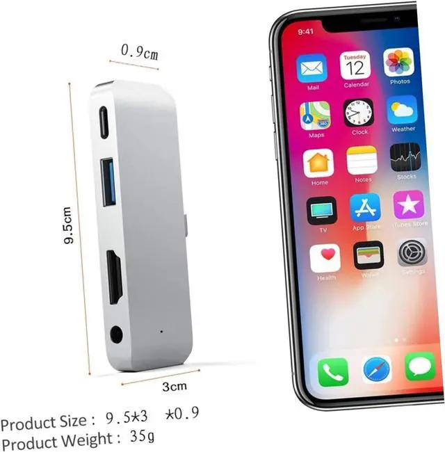 Alt view image 3 of 7 - Uonlytech 2pcs USB-c Pd Charging Hub Adapter 4k Hub USB 3.0 3.5mm Headset for Laptop