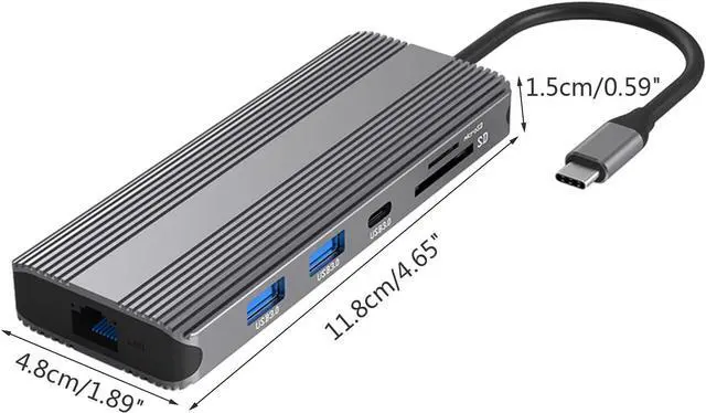 Alt view image 3 of 7 - 10-in-1 TypeC Docking Station PD100W USB HUB USB3.0 2xHDMI-Compatible Rj45 1000M for Notebook Multi-Function for 2 HDTV 10 in 1 TypeC USB HUB to HDMI2.1 HDMI2.0 HDTV Rj45 1000M PD100W Reader