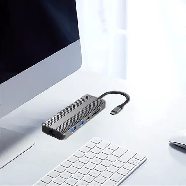 Alt view image 5 of 7 - 10-in-1 TypeC Docking Station PD100W USB HUB USB3.0 2xHDMI-Compatible Rj45 1000M for Notebook Multi-Function for 2 HDTV 10 in 1 TypeC USB HUB to HDMI2.1 HDMI2.0 HDTV Rj45 1000M PD100W Reader