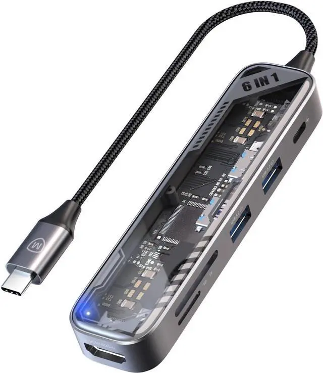Alt view image 7 of 7 - MicroPack USB C Hub 6 in 1, 100W PD Charging, 4K@60Hz HDMI, 2 USB 3.2 GEN1 5Gbps, TF/SD Card Reader, USB C Multi-Port Adapter Docking Station for MacBook Pro Air iPad Laptop Other Type C Devices