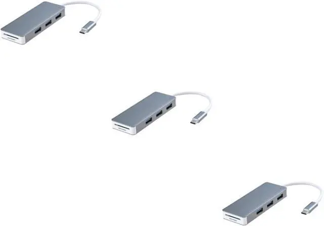 Main image of HEMOTON 3pcs Multi-Function USB Adapter Type c Ports Ethernet Micro for Laptops Grey Portable