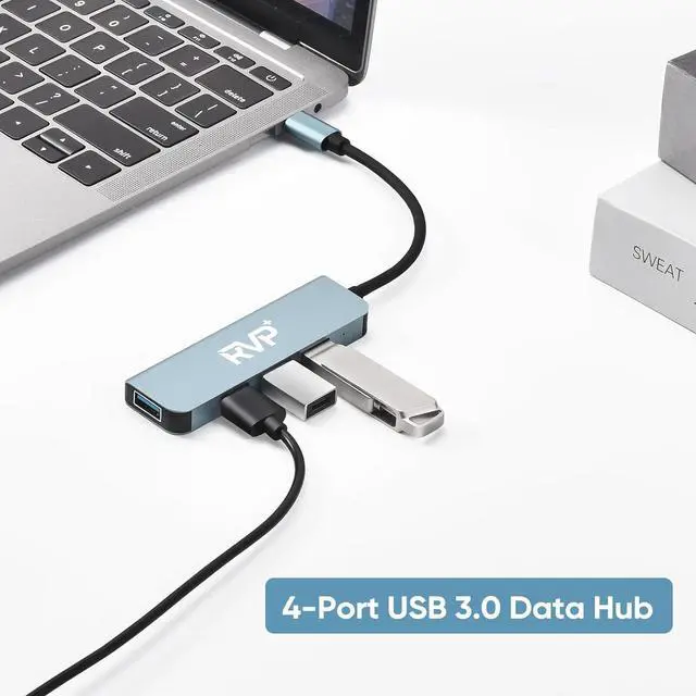 Alt view image 6 of 7 - RVP+ USB Hub for Laptop, 4 Port USB Multiport Adapter, USB Splitter for Flash Drive, Keyboard, Mouse, Console, HDD, Xbox