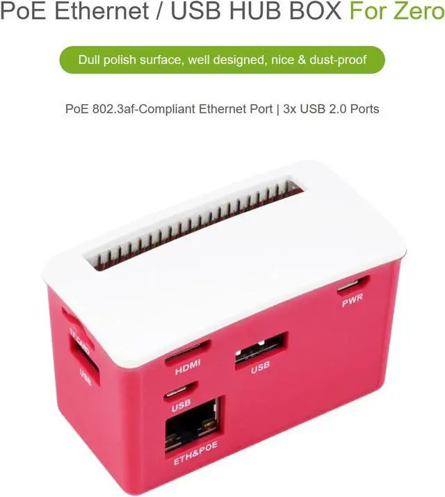 Alt view image 2 of 6 - TUOPUONE PoE Ethernet/USB HUB Box Compatible with Raspberry Pi Zero 3X USB 2.0 Ports 802.3af-Compliant Suitable for RPi Zero/Zero 2W / Zero W/Zero WH