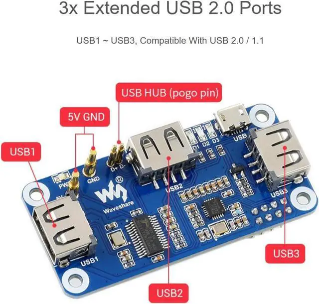 Alt view image 4 of 6 - TUOPUONE PoE Ethernet/USB HUB Box Compatible with Raspberry Pi Zero 3X USB 2.0 Ports 802.3af-Compliant Suitable for RPi Zero/Zero 2W / Zero W/Zero WH
