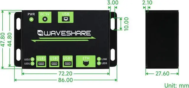 Alt view image 2 of 7 - NATEFEMIN Multifunctional USB HUB Extending Extender, 3 Way USB Ports Industrial Grade for Industrial/Office Environments Requiring