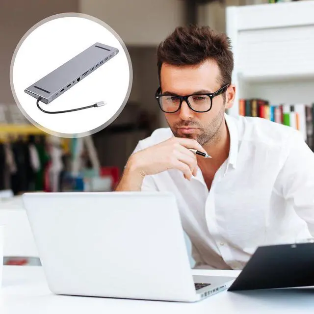 Alt view image 2 of 7 - Type C Adapter for Laptop, 12 in 1 Docking Station for Laptop, 5.0 Gbps HD Port Expander Computer Accessories Docking Station for Laptop Plug and for Laptops Pochy