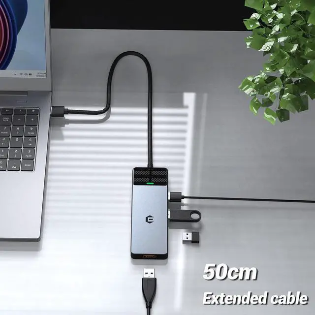 Alt view image 5 of 7 - oditton 4in 1 USB Hub, USB 3.2 Hub, USB Splitter Multiport Adapter 10Gbps Data Hub with 1.6ft/50cm Extended Line for MacBook Air/Pro, iMac, Dell Desktop, HP Desktop, Surface, Tesla Model 3, Mobile HDD