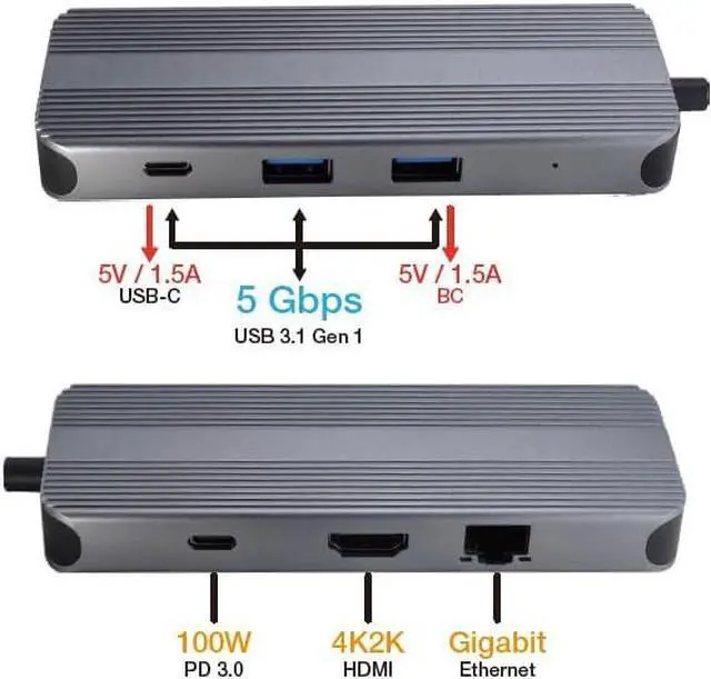 Alt view image 4 of 5 - GXMRHWY 8 in 1 Aluminum USB Hub USB Type C Hub 3 0 Multi Function Adapter