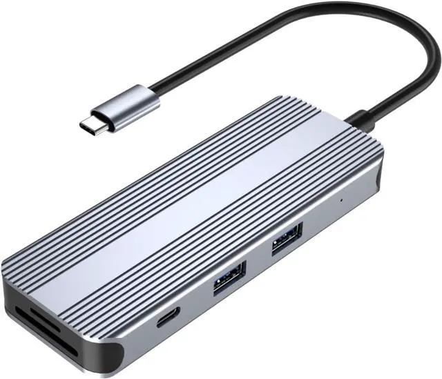 Alt view image 3 of 5 - GXMRHWY 8 in 1 Aluminum USB Hub USB Type C Hub 3 0 Multi Function Adapter